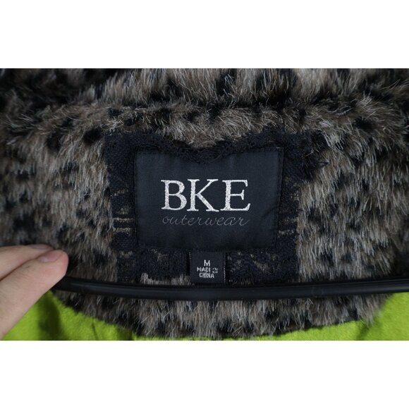 Buckle BKE Womens Medium Faux Fur Double Breasted Peacoat Jacket Leopard Print - Picture 7 of 14